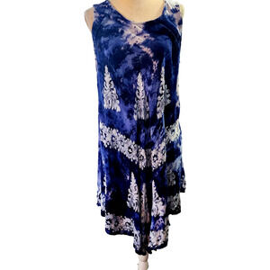 S.R. Fashion Embroidery Tie Dye Tunic Dress Festival Boho Cover Up One Size